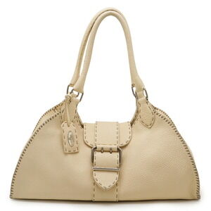 Fendi Selleria Shoulder Bag tote cream beige leather silver